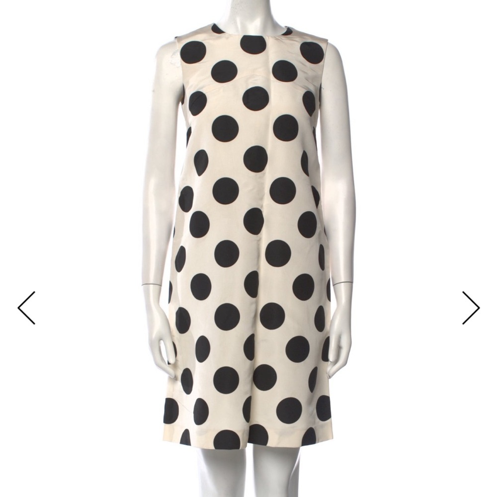 Carolina Herrera Cream Shift Dress with Black Polka Dots